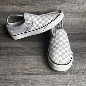 Vans Gray and Cream Checkered Sneakers